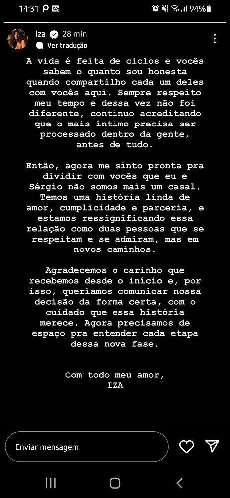 Iza Anuncia Separação De Sergio Santos Após Quatro Anos De Casamento Folha Do Estado Da Bahia 7749