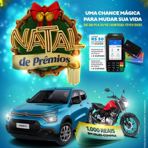 Campanha Natal de Prêmios segue até 31 de dezembro em Feira; veja como participar