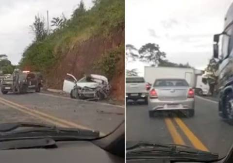 Batida entre carro e caminhão deixa homem morto na BR-101